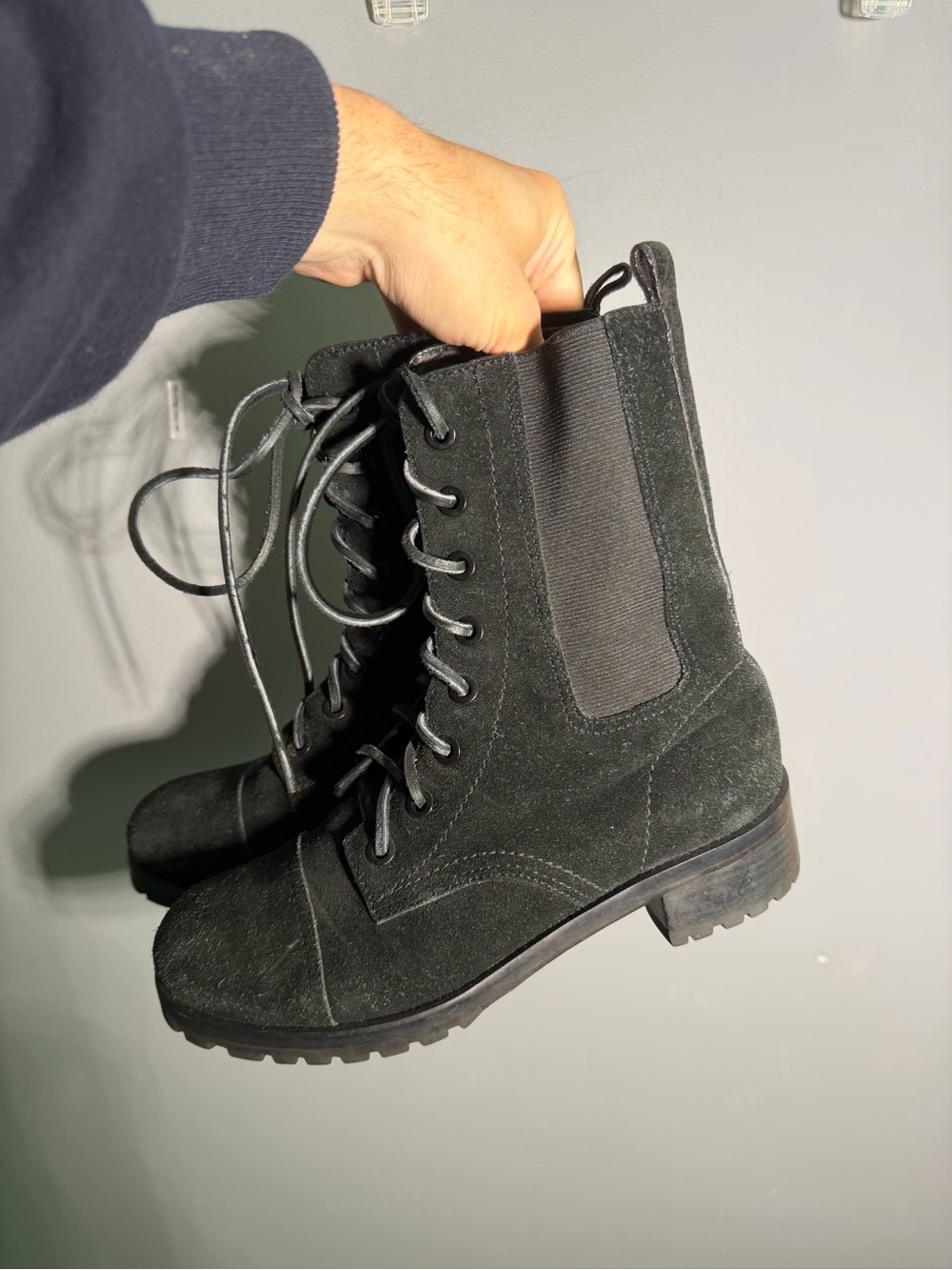 Tory Burch Broome Suede Combat Boot Black Size 8 - Picture 5 of 8